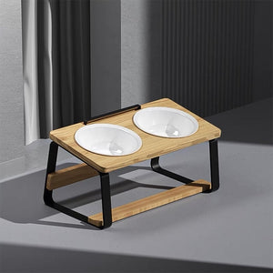 Elevate Your Pet's Dining Experience with Our Ceramic Double Bowl Feeding Stand